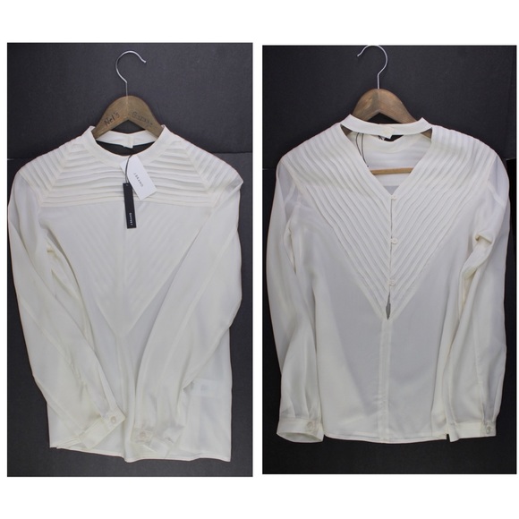 J BRAND Chrystal Pleated Silk Top NWT XS - Picture 4 of 8